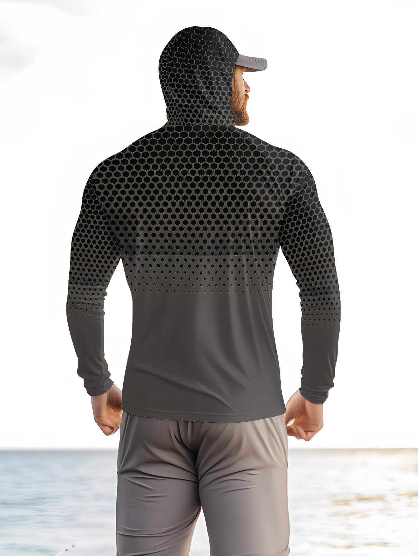 Men Hood Fishing Shirt long sl - Fishing Shirt Uv Protection ulasan dan harga